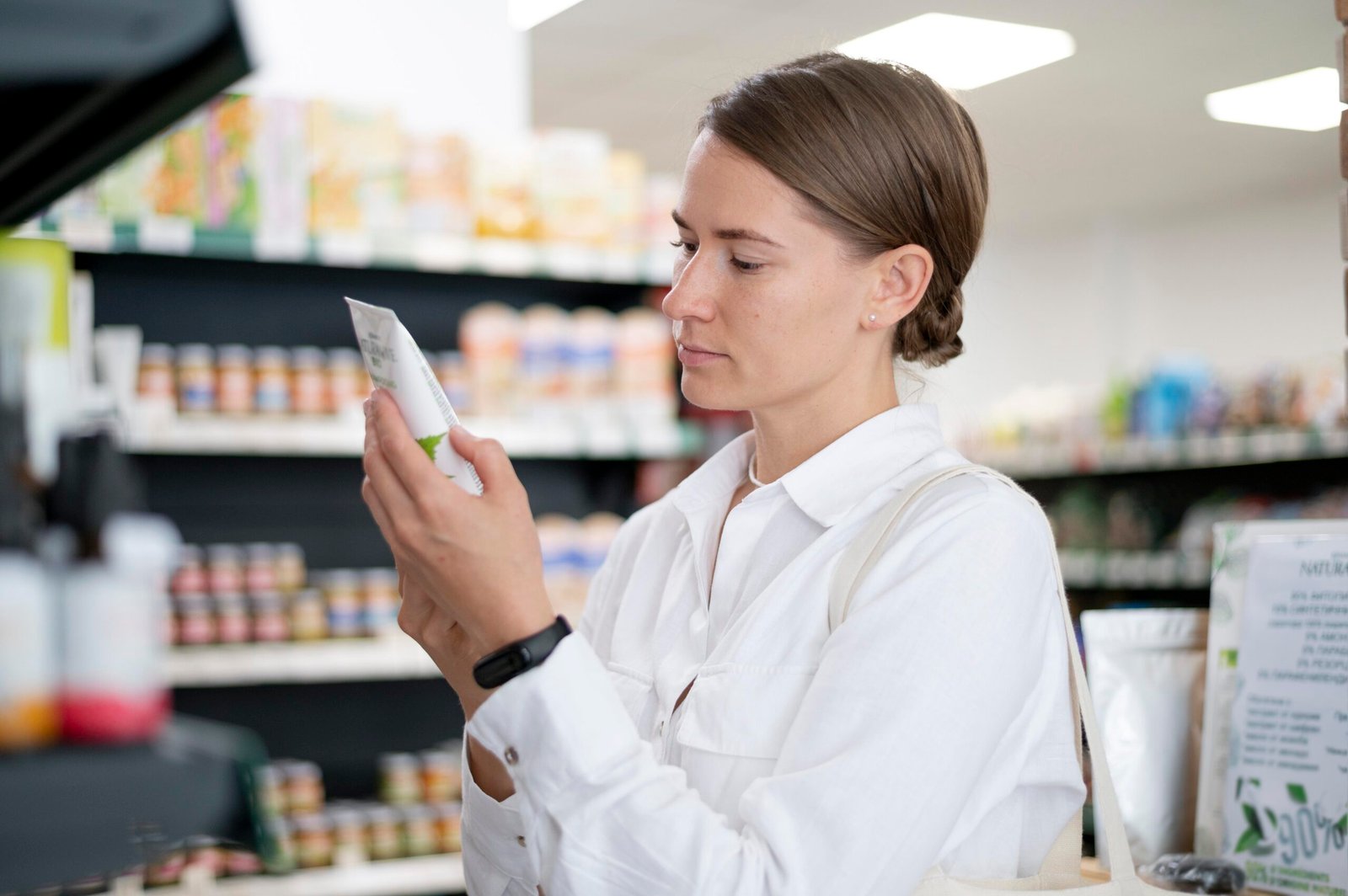 Woman Reading Label