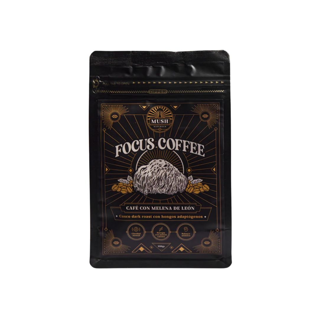 café con melena de león hongo nootrópico enfoque Raisana