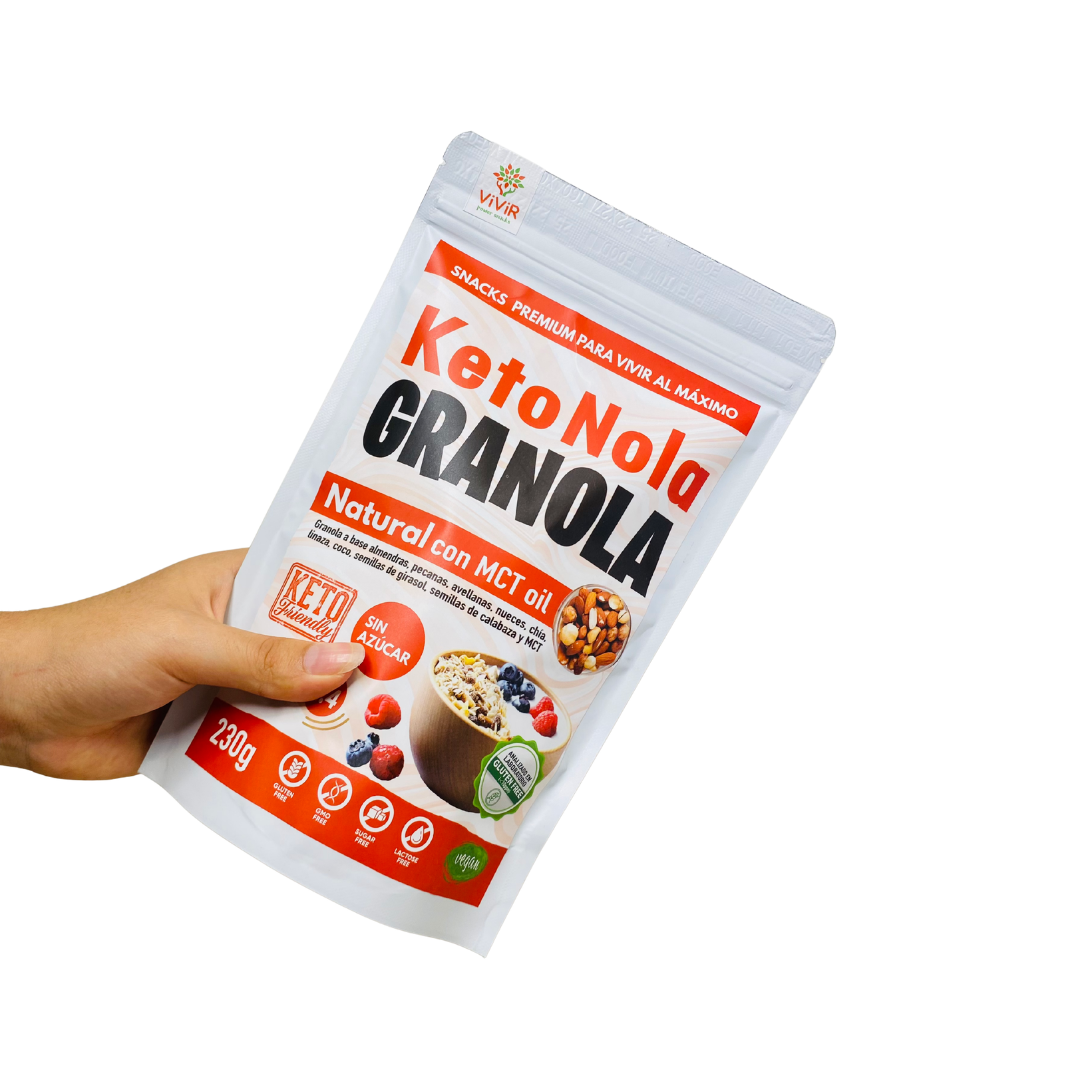 Granola keto con MCT Oil baja en carbohidratos de Vivir Power Snacks en Raisana