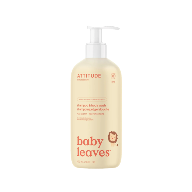 shampoo para bebé natural y gel de baño Attitude Raisana