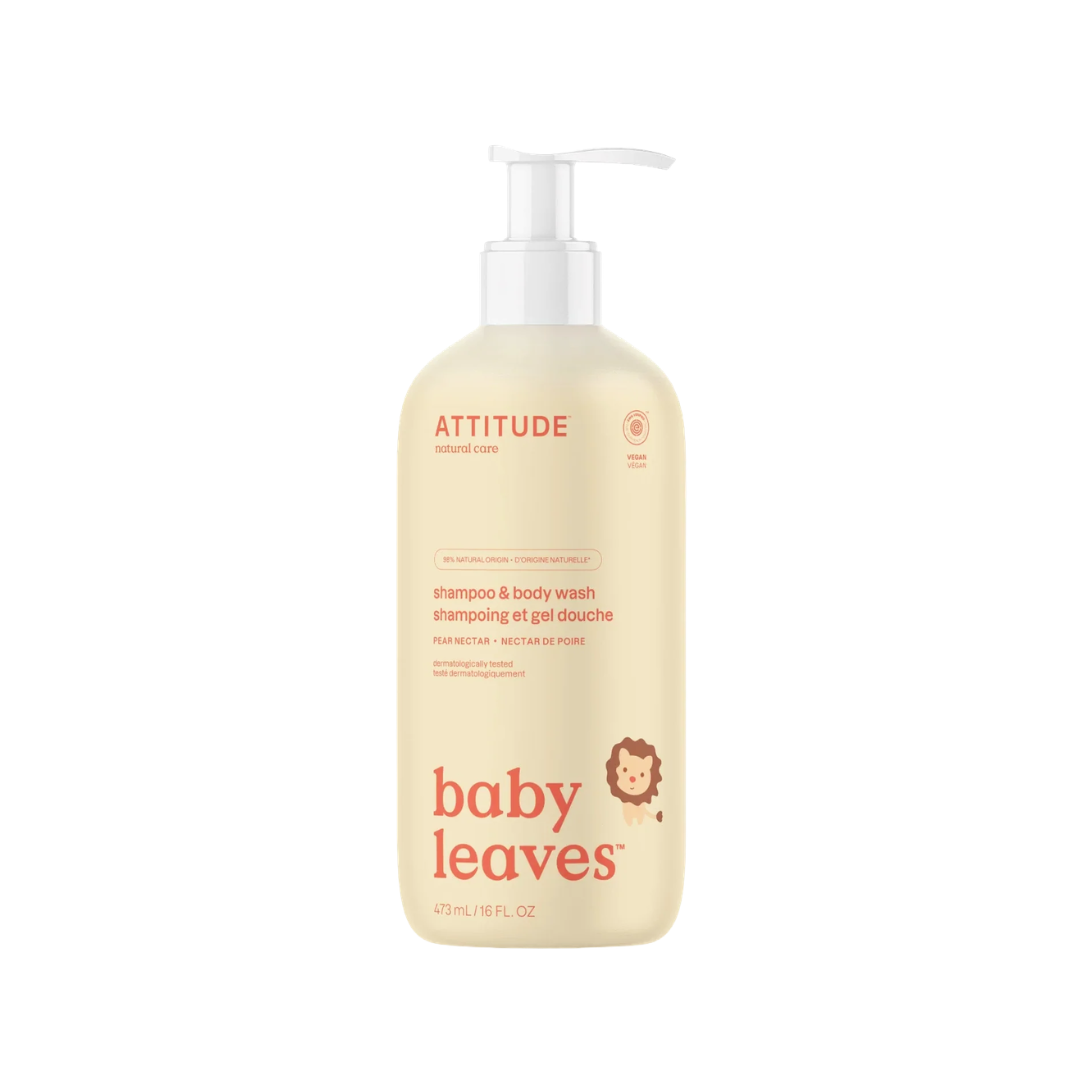 shampoo para bebé natural y gel de baño Attitude Raisana